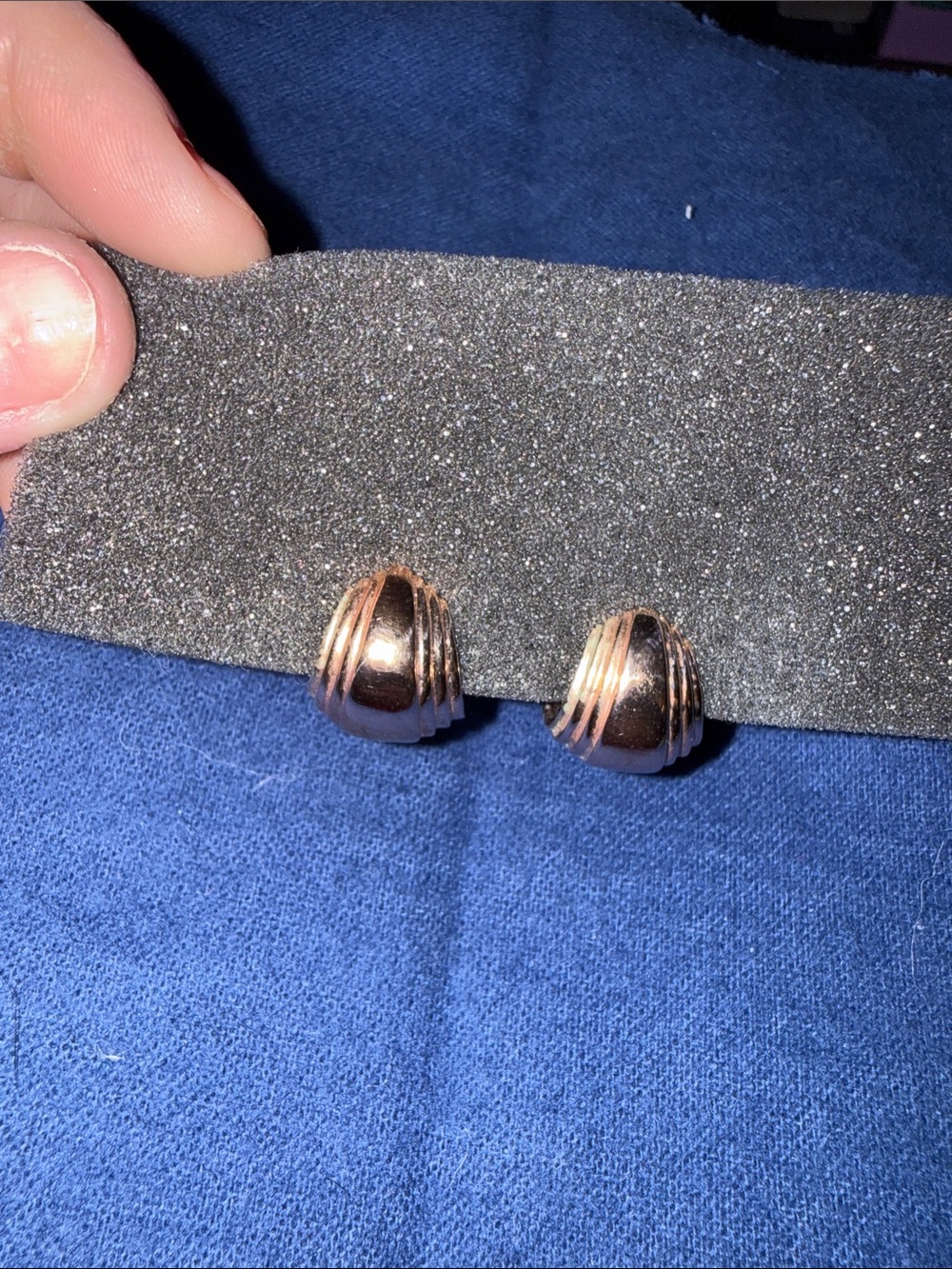 Technibond Rose Gold Tone Dome Clip-On Earrings